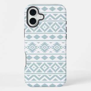 Aztec Essence Ptn III Entenei-Blau auf Weiß iPhone 16 Plus Hülle