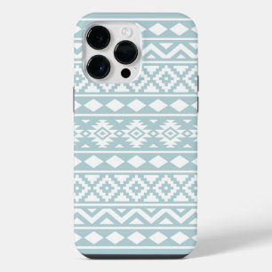 Aztec Essence Ptn III Weiß auf Enteneiblau iPhone 14 Pro Max Hülle