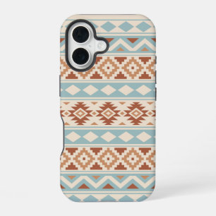 Aztec Essence Ptn IIIb Blaue Terrakotten Creme iPhone 16 Hülle