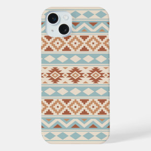 Aztec Essence Ptn IIIb Blaue Terrakotten Creme iPhone 15 Plus Hülle