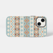 Aztec Essence Ptn IIIb Blue Cream Terracottas iPhone Hülle (Rückseite (Horizontal))