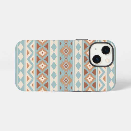 Aztec Essence Ptn IIIb Blue Cream Terracottas iPhone Hülle (Rückseite (Horizontal))