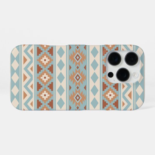Aztec Essence Ptn IIIb Blue Cream Terracottas iPhone Hülle (Rückseite (Horizontal))