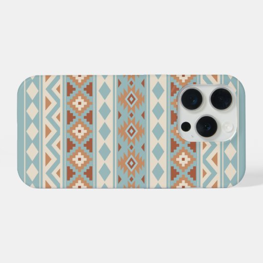 Aztec Essence Ptn IIIb Blue Cream Terracottas iPhone Hülle (Rückseite (Horizontal))