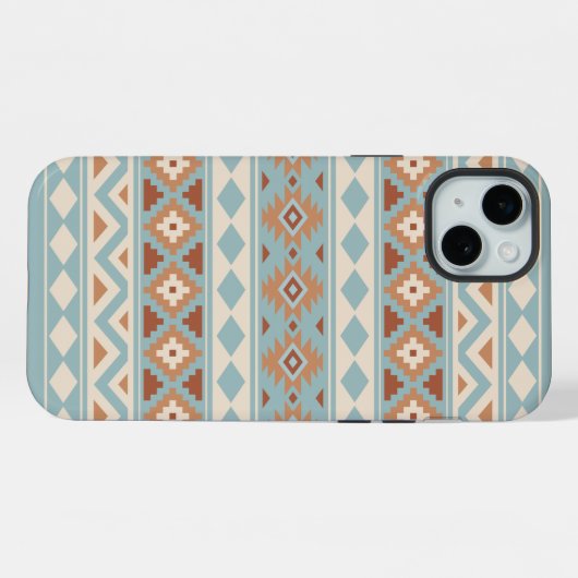 Aztec Essence Ptn IIIb Blue Cream Terracottas iPhone Hülle (Rückseite (Horizontal))