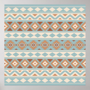 Aztec Essence Ptn IIIb Blue Cream Terracottas Poster