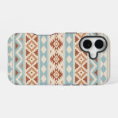 Aztec Essence Ptn IIIb Blue Terracottas Creme iPhone 16 Hülle (Rückseite (Horizontal))