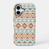 Aztec Essence Ptn IIIb Blue Terracottas Creme iPhone 16 Hülle (Rückseite)