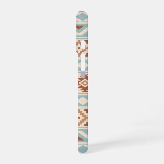 Aztec Essence Ptn IIIb Blue Terracottas Creme iPhone 16 Hülle (Linke Seite)
