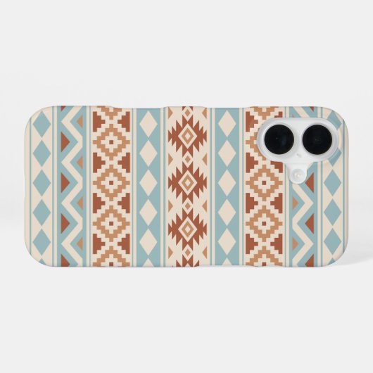 Aztec Essence Ptn IIIb Blue Terracottas Creme iPhone 16 Hülle (Rückseite (Horizontal))