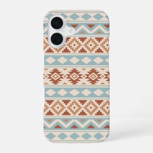 Aztec Essence Ptn IIIb Blue Terracottas Creme iPhone 16 Hülle (Rückseite)