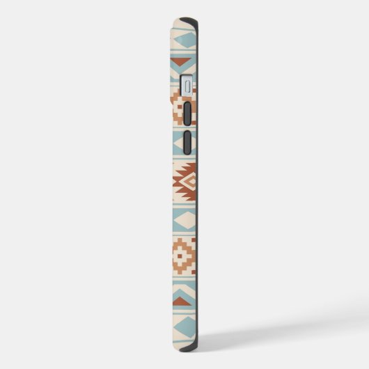 Aztec Essence Ptn IIIb Blue Terracottas Creme iPhone Hülle (Linke Seite)