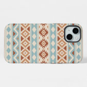 Aztec Essence Ptn IIIb Blue Terracottas Creme iPhone Hülle (Rückseite (Horizontal))