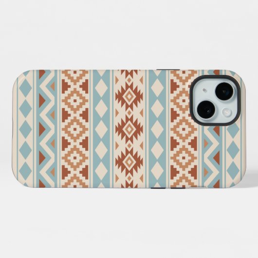 Aztec Essence Ptn IIIb Blue Terracottas Creme iPhone Hülle (Rückseite (Horizontal))