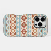 Aztec Essence Ptn IIIb Blue Terracottas Creme iPhone Hülle (Rückseite (Horizontal))