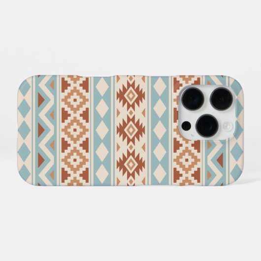 Aztec Essence Ptn IIIb Blue Terracottas Creme iPhone Hülle (Rückseite (Horizontal))