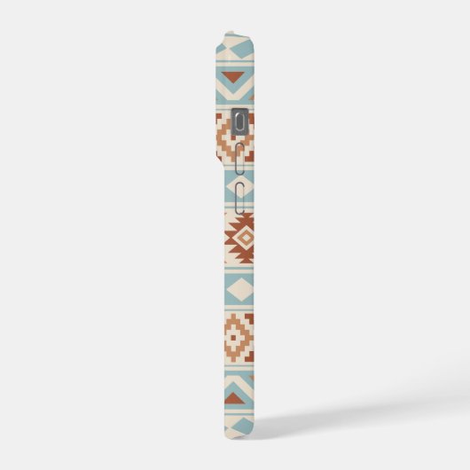 Aztec Essence Ptn IIIb Blue Terracottas Creme iPhone Hülle (Linke Seite)