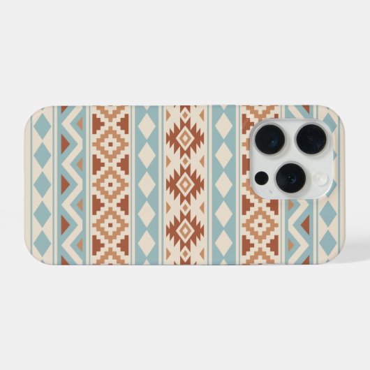 Aztec Essence Ptn IIIb Blue Terracottas Creme iPhone Hülle (Rückseite (Horizontal))