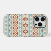 Aztec Essence Ptn IIIb Blue Terracottas Creme iPhone Hülle (Rückseite (Horizontal))
