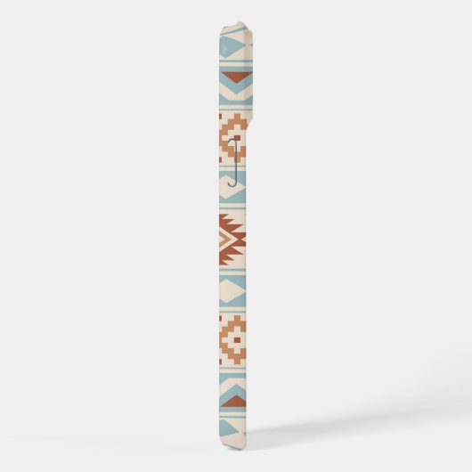 Aztec Essence Ptn IIIb Blue Terracottas Creme iPhone Hülle (Rechte Seite)