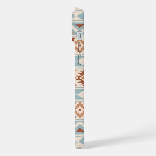 Aztec Essence Ptn IIIb Blue Terracottas Creme iPhone Hülle (Linke Seite)