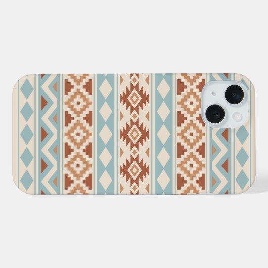 Aztec Essence Ptn IIIb Blue Terracottas Creme iPhone Hülle (Rückseite (Horizontal))