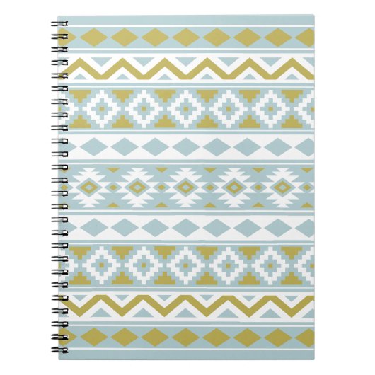 Aztec Essence Ptn IIIb Gold White & Duck Egg Blue Notizblock (Vorderseite)