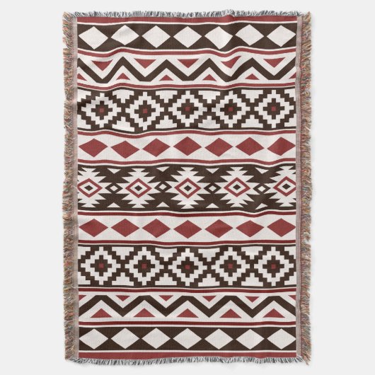 Aztec Essence (V) Muster IIIb Rote Braune Creme Decke (Vorderseite Vertikal)