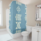 Aztec Ethnic: Blue Geometric Seamless. Duschvorhang (Beispiel)