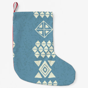 Aztec Ethnic: Blue Geometric Seamless. Kleiner Weihnachtsstrumpf