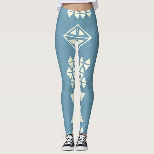 Aztec Ethnic: Blue Geometric Seamless. Leggings (Vorderseite)