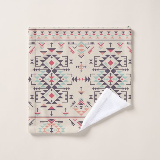 Aztec Ethnic Tribal Pattern Badetuch Set (Waschlappen)