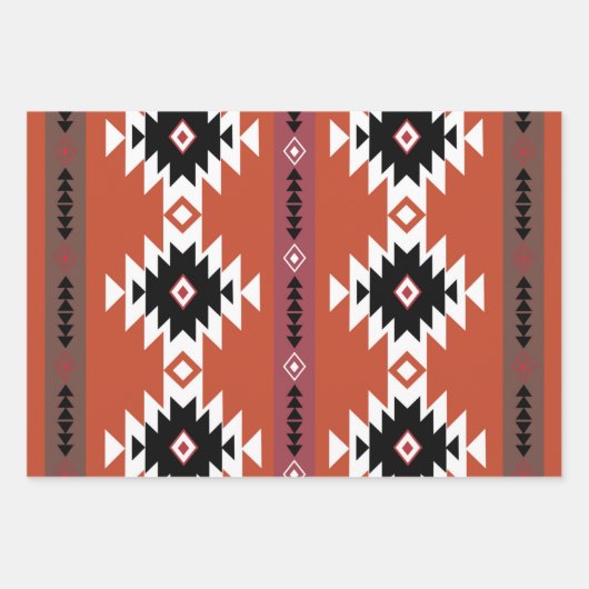 Aztec farbiges geometrisches Muster Geschenkpapier Set (Vorderseite)