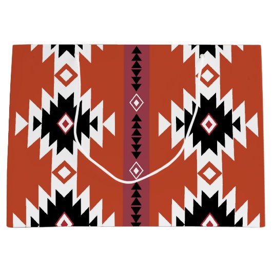 Aztec farbiges geometrisches Muster Große Geschenktüte (Vorderseite)