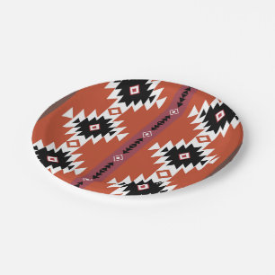 Aztec farbiges geometrisches Muster Pappteller