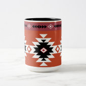 Aztec farbiges geometrisches Muster Zweifarbige Tasse (Mittel)