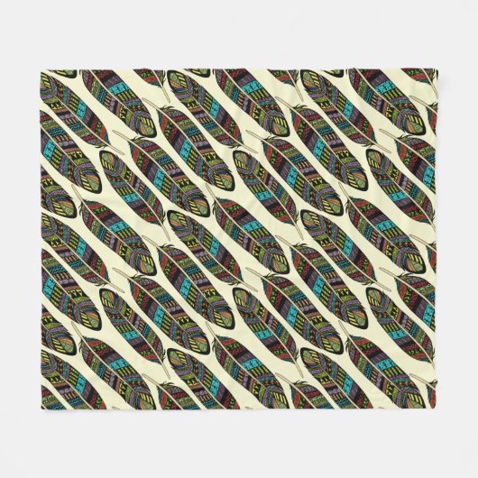 Aztec Feathers Pattern Fleecedecke (Vorderseite (Horizontal))