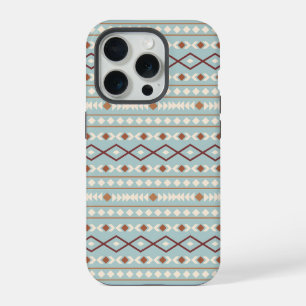 Aztec-Formen-Muster Rost Creme Türkisblau iPhone 15 Pro Hülle