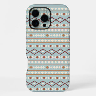 Aztec-Formenmuster Rost Creme Türkisblau iPhone 16 Pro Max Hülle