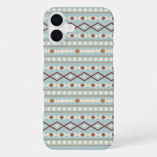 Aztec-Formenmuster Rost Creme Türkisblau iPhone 16 Plus Hülle