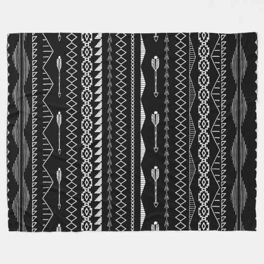Aztec Geometric Black and White Abstrakt Pattern Fleecedecke (Vorderseite (Horizontal))