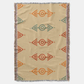 Aztec Geometric Blue und Orange Tribal Southwester Decke (Vorderseite Vertikal)