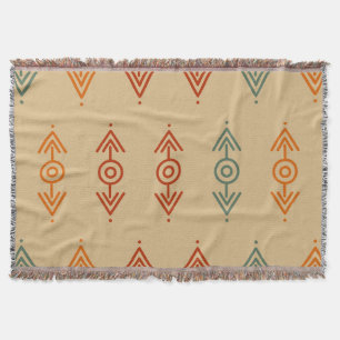 Aztec Geometric Blue und Orange Tribal Southwester Decke