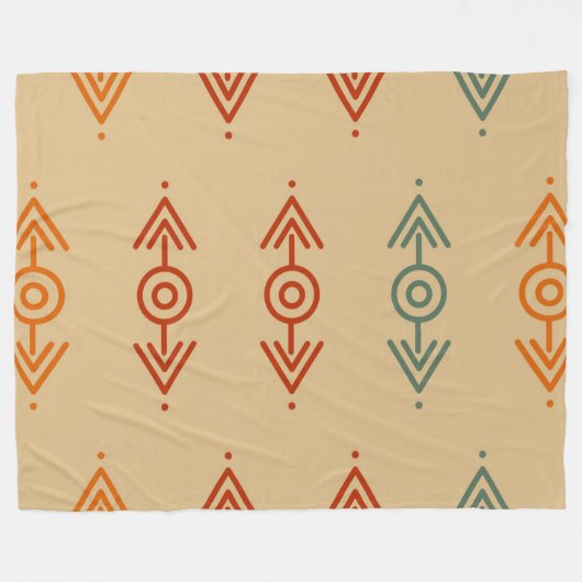 Aztec Geometric Blue und Orange Tribal Southwester Fleecedecke (Vorderseite (Horizontal))
