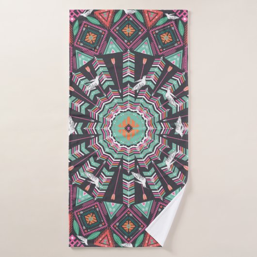 Aztec Geometric: farbiges Zirkelmuster Badehandtuch (Badehandtuch)