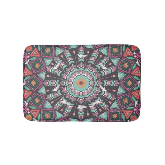 Aztec Geometric: farbiges Zirkelmuster Badematte (Vorderseite)