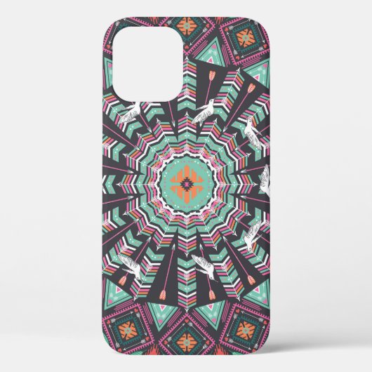 Aztec Geometric: farbiges Zirkelmuster Case-Mate iPhone Hülle (Rückseite)