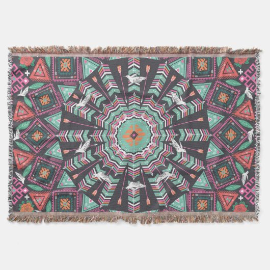 Aztec Geometric: farbiges Zirkelmuster Decke (Vorderseite)