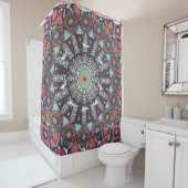 Aztec Geometric: farbiges Zirkelmuster Duschvorhang (Beispiel)