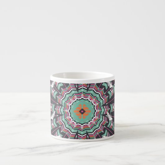 Aztec Geometric: farbiges Zirkelmuster Espressotasse (Vorderseite)